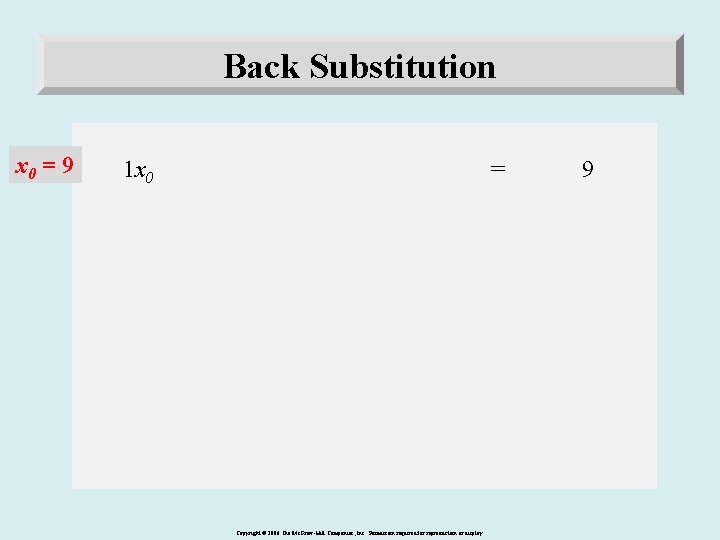 Back Substitution x 0 = 9 1 x 0 = Copyright © 2006 The
