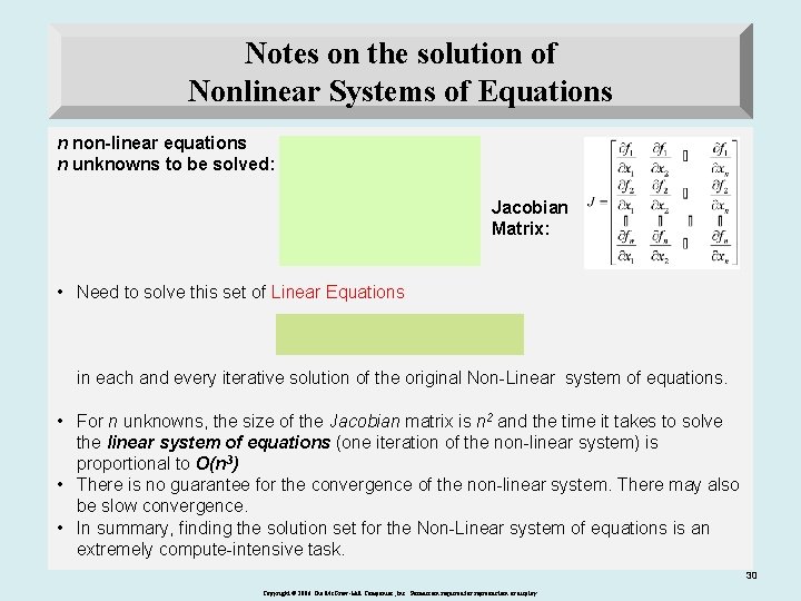 Notes on the solution of Nonlinear Systems of Equations n non-linear equations n unknowns