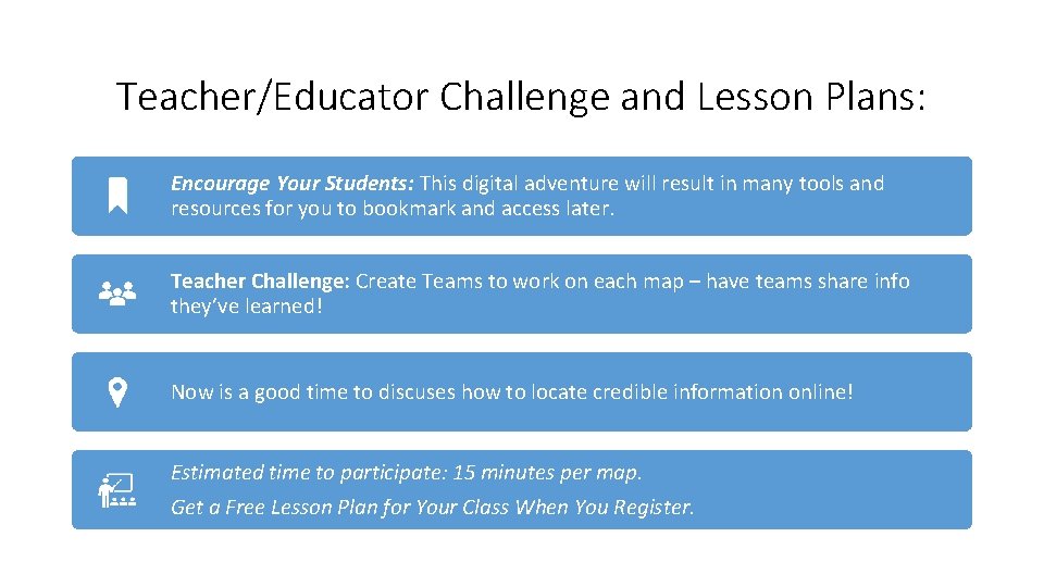 Teacher/Educator Challenge and Lesson Plans: Encourage Your Students: This digital adventure will result in