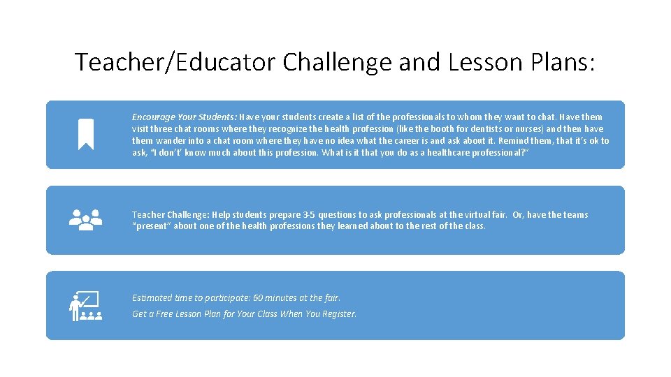 Teacher/Educator Challenge and Lesson Plans: Encourage Your Students: Have your students create a list