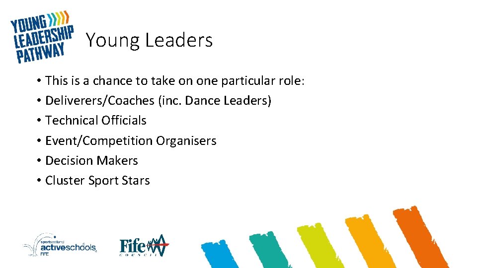 Young Leaders • This is a chance to take on one particular role: •