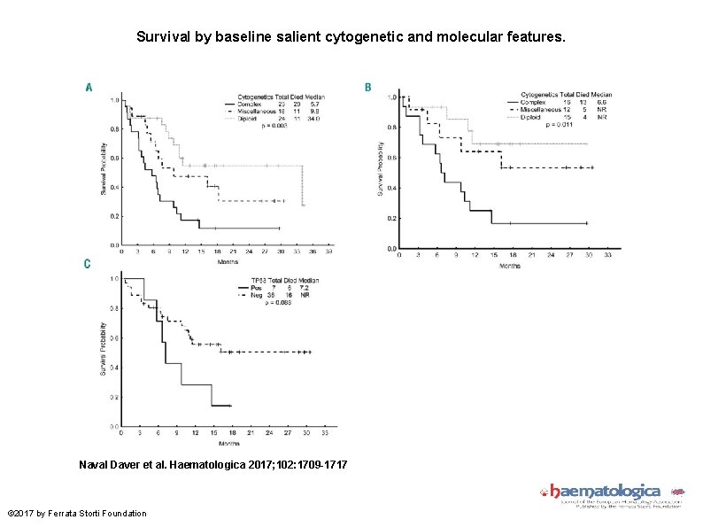 Survival by baseline salient cytogenetic and molecular features. Naval Daver et al. Haematologica 2017;