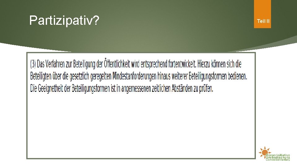 Partizipativ? Teil II 