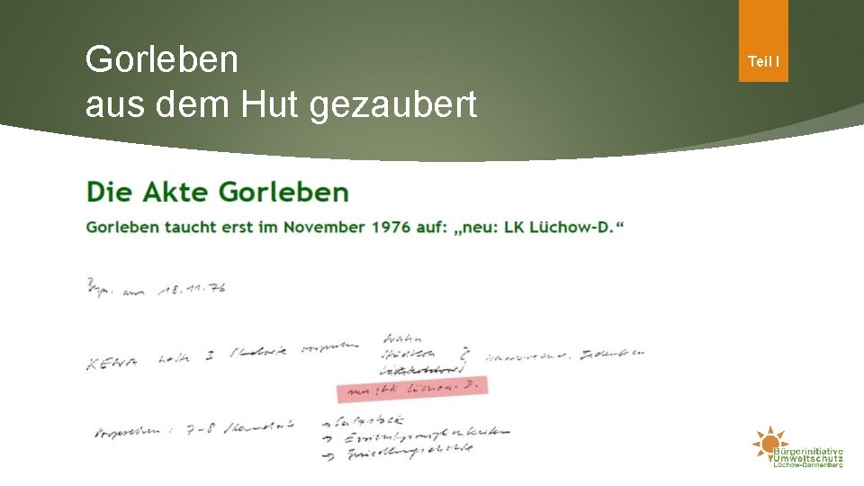 Gorleben aus dem Hut gezaubert Die Problemlage Geowissenschaftliche Vorgaben lt. Stand. AG Ausschlusskriterien, Mindestanforderungen,