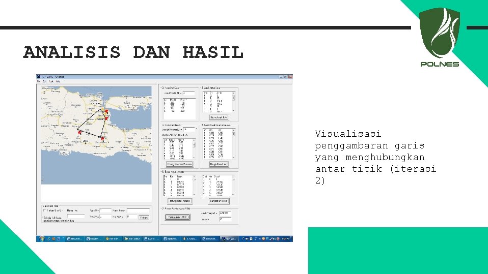 ANALISIS DAN HASIL Visualisasi penggambaran garis yang menghubungkan antar titik (iterasi 2) 