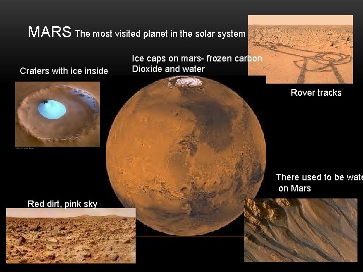 MARS The most visited planet in the solar system Craters with ice inside Ice