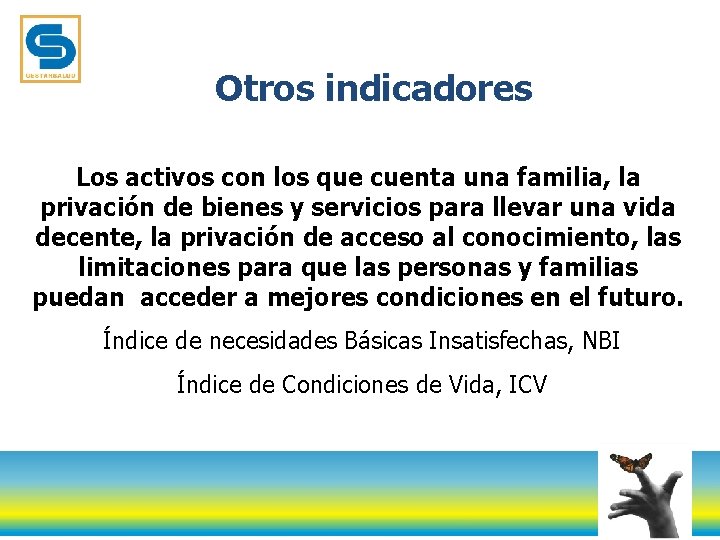 Otros indicadores Los activos con los que cuenta una familia, la privación de bienes