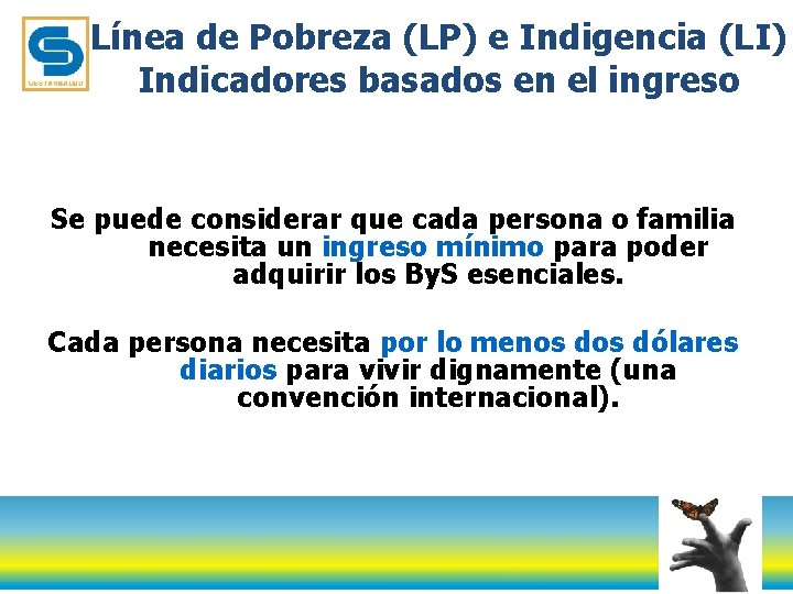 Línea de Pobreza (LP) e Indigencia (LI) Indicadores basados en el ingreso Se puede