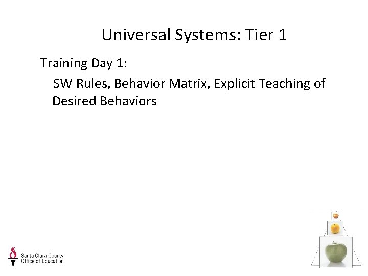 Universal Systems: Tier 1 Training Day 1: SW Rules, Behavior Matrix, Explicit Teaching of