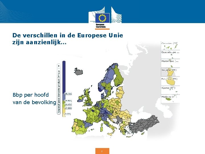 De verschillen in de Europese Unie zijn aanzienlijk… Bbp per hoofd van de bevolking