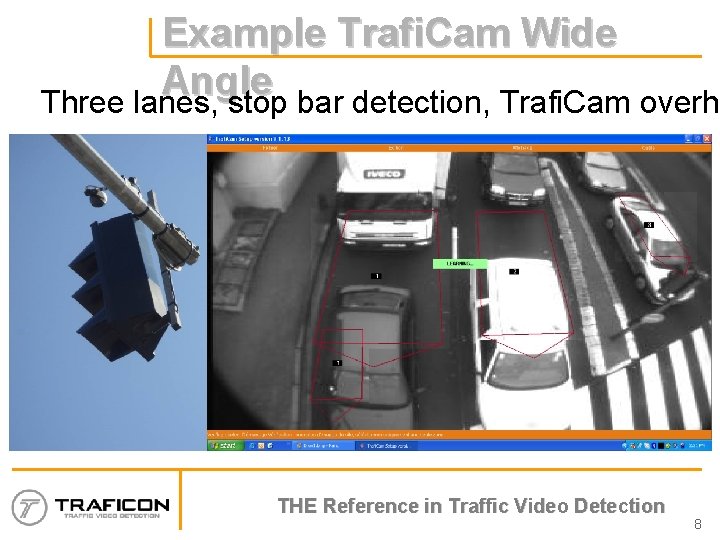 Example Trafi. Cam Wide Angle Three lanes, stop bar detection, Trafi. Cam overh THE