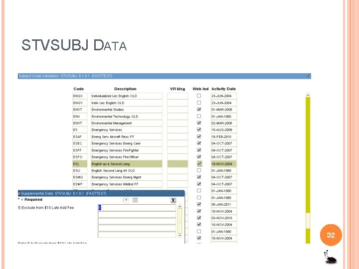 STVSUBJ DATA 32 