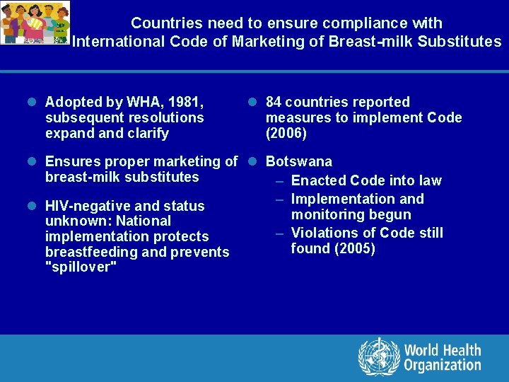 Countries need to ensure compliance with International Code of Marketing of Breast-milk Substitutes l