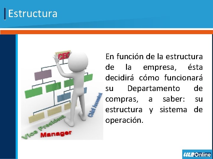 Estructura En función de la estructura de la empresa, ésta decidirá cómo funcionará su