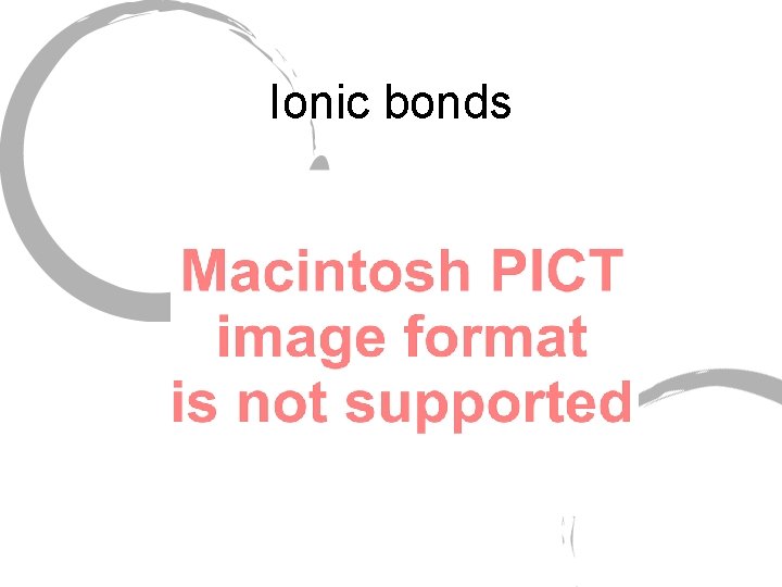 Ionic bonds 