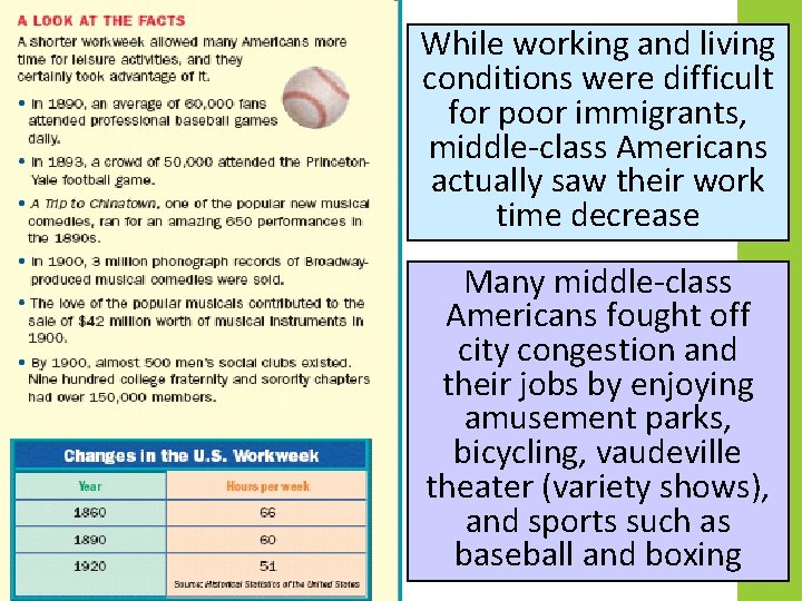 While working and living conditions were difficult for poor immigrants, middle-class Americans actually saw