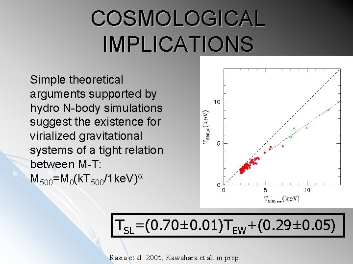COSMOLOGICAL IMPLICATIONS Simple theoretical arguments supported by hydro N-body simulations suggest the existence for