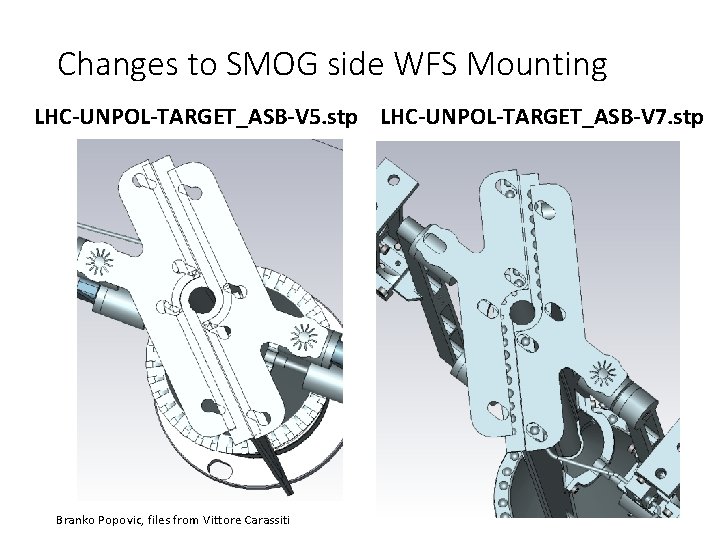 Changes to SMOG side WFS Mounting LHC-UNPOL-TARGET_ASB-V 5. stp LHC-UNPOL-TARGET_ASB-V 7. stp Branko Popovic,