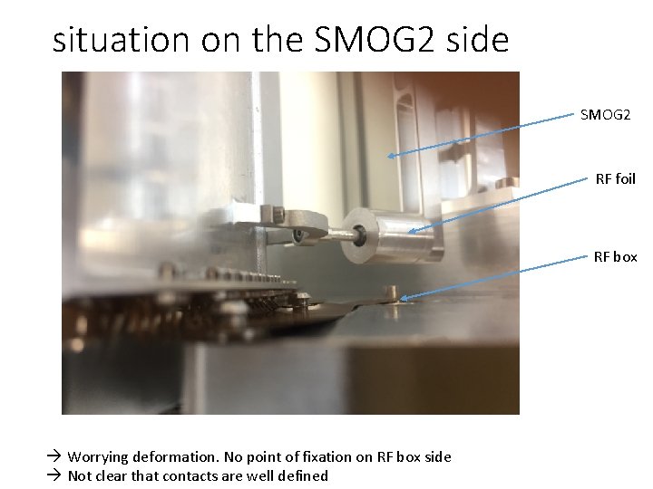 situation on the SMOG 2 side SMOG 2 RF foil RF box Worrying deformation.