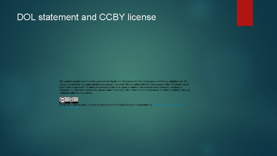 DOL statement and CCBY license 