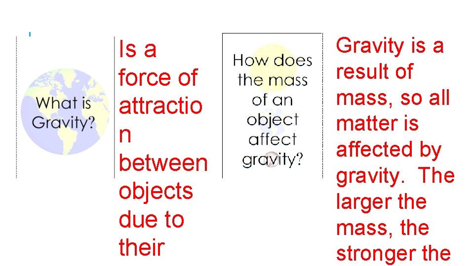 Is a force of attractio n between objects due to their Gravity is a