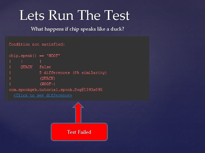 Lets Run The Test What happens if chip speaks like a duck? Test Failed