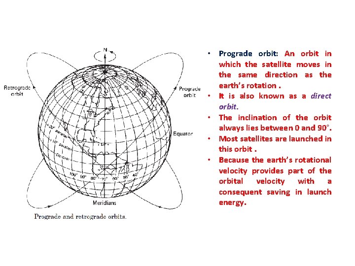  • Prograde orbit: An orbit in which the satellite moves in the same