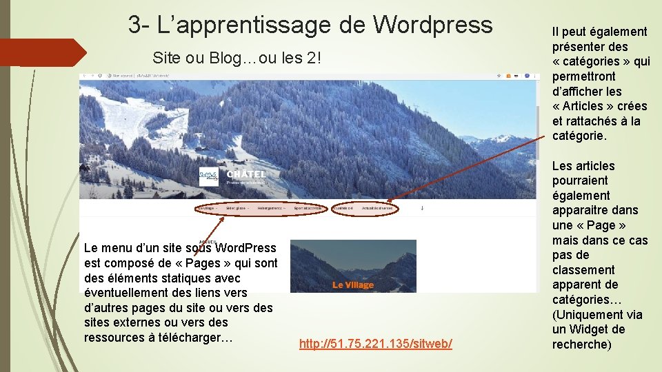 3 - L’apprentissage de Wordpress Site ou Blog…ou les 2! Le menu d’un site