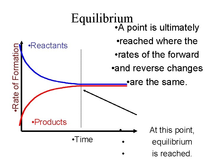  • Rate of Formation Equilibrium • A point is ultimately • reached where