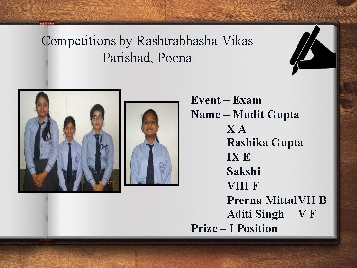 Competitions by Rashtrabhasha Vikas Parishad, Poona Event – Exam Name – Mudit Gupta XA