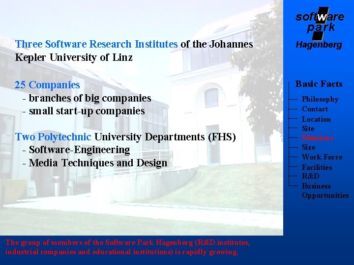 softw soft are park Three Software Research Institutes of the Johannes Kepler University of softw soft are park Three Software Research Institutes of the Johannes Kepler University of