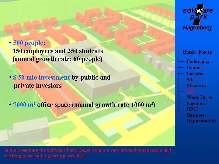 softw soft are park Hagenberg • 500 people: 150 employees and 350 students (annual softw soft are park Hagenberg • 500 people: 150 employees and 350 students (annual