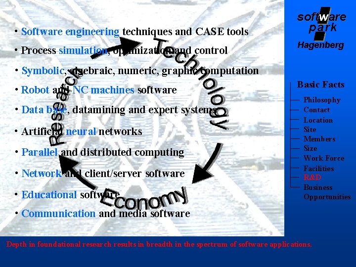 • Software engineering techniques and CASE tools • Process simulation, optimization and control • Software engineering techniques and CASE tools • Process simulation, optimization and control
