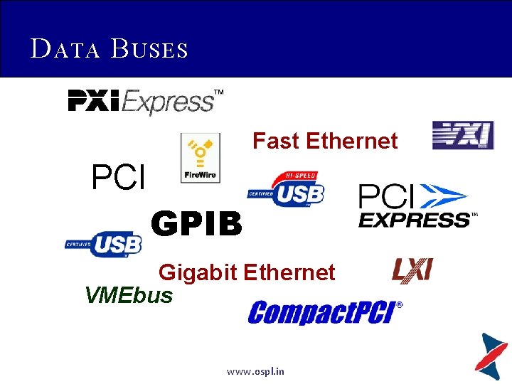 D ATA B USES Fast Ethernet PCI GPIB Gigabit Ethernet VMEbus www. ospl. in