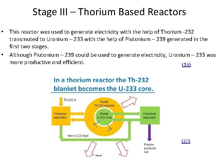 Stage III – Thorium Based Reactors • This reactor was used to generate electricity