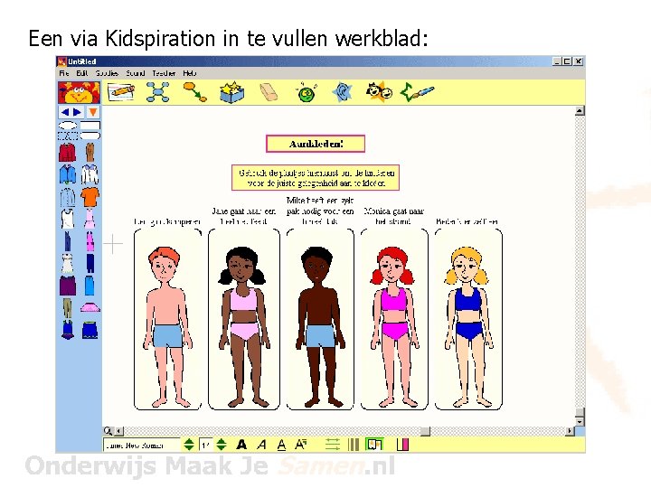 Een via Kidspiration in te vullen werkblad: 