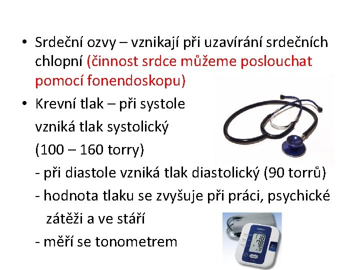 • Srdeční ozvy – vznikají při uzavírání srdečních chlopní (činnost srdce můžeme poslouchat • Srdeční ozvy – vznikají při uzavírání srdečních chlopní (činnost srdce můžeme poslouchat