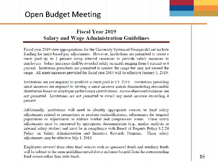 Open Budget Meeting 16 