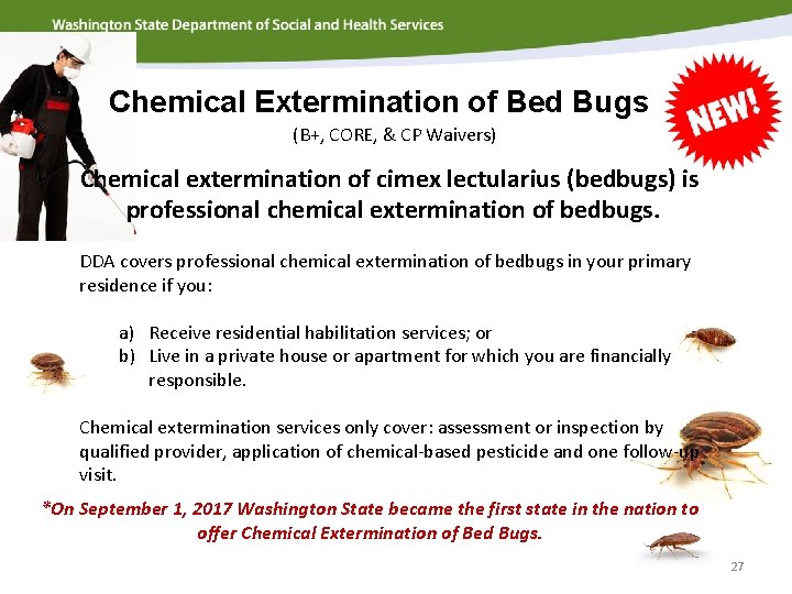 Chemical Extermination of Bed Bugs (B+, CORE, & CP Waivers) Chemical extermination of cimex