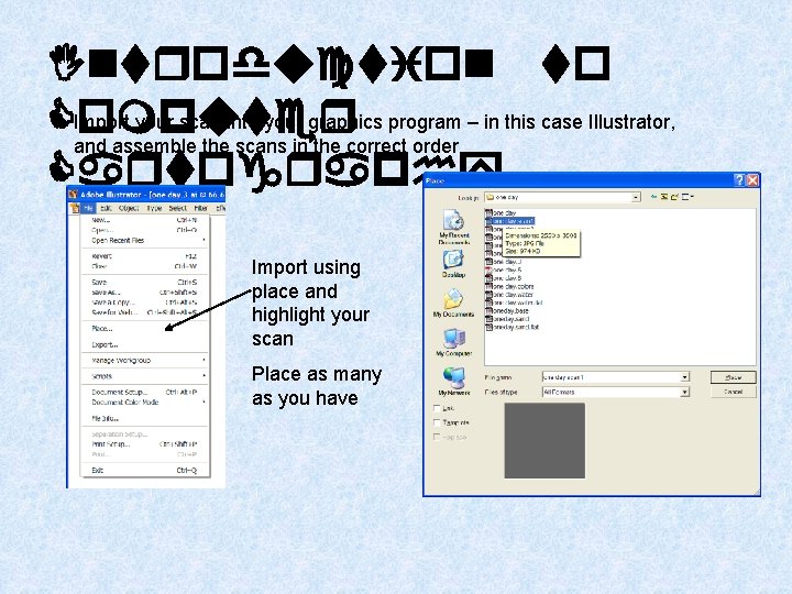 Introduction to Import your scan into your graphics program – in this case Illustrator,
