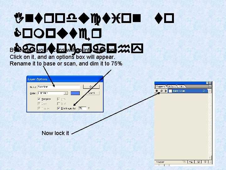 Introduction to Computer By. Cartography Default your scans will go into layer one. Click