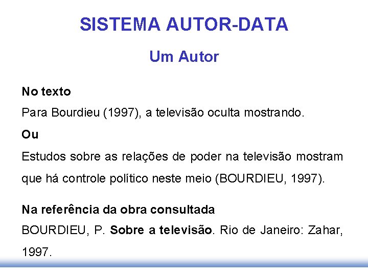 SISTEMA AUTOR-DATA Um Autor No texto Para Bourdieu (1997), a televisão oculta mostrando. Ou