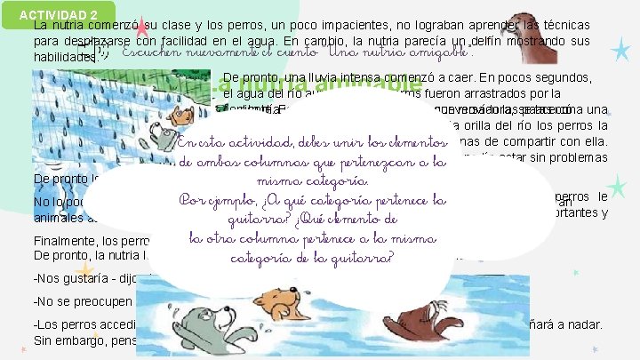 ACTIVIDAD 2 La nutria comenzó su clase y los perros, un poco impacientes, no