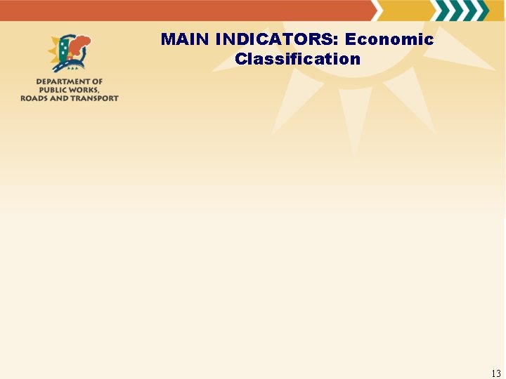 MAIN INDICATORS: Economic Classification 13 