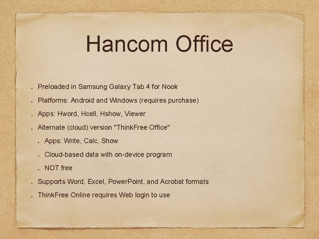Hancom Office Preloaded in Samsung Galaxy Tab 4 for Nook Platforms: Android and Windows
