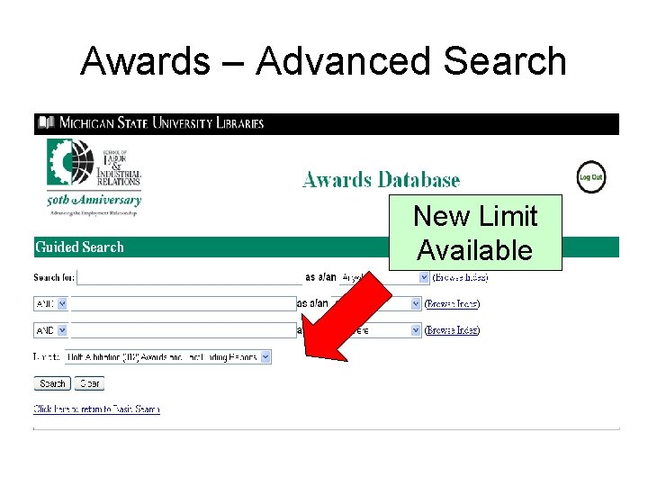 Awards – Advanced Search New Limit Available 