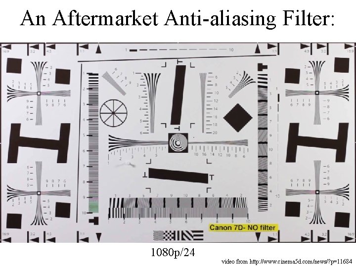 An Aftermarket Anti-aliasing Filter: 1080 p/24 video from http: //www. cinema 5 d. com/news/?