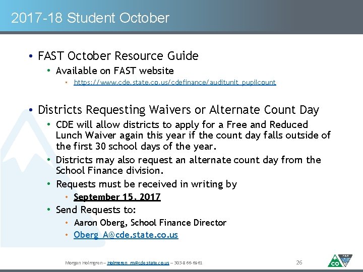 2017 -18 Student October • FAST October Resource Guide • Available on FAST website