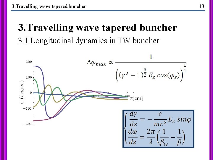 3. Travelling wave tapered buncher 3. 1 Longitudinal dynamics in TW buncher 13 