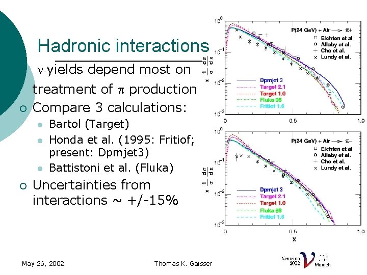 Hadronic interactions ¡ n-yields depend most on ¡ treatment of p production Compare 3